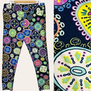 LuLaRoe Patchwork Geometric Multicolored High Rise Casual Lounge Pants Leggings